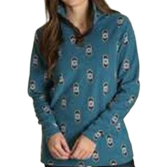 As Real As Wrangler Fleece Pullover 1/4 Zip Aztec Pattern Pearl Snap Blue S - Picture 1 of 8